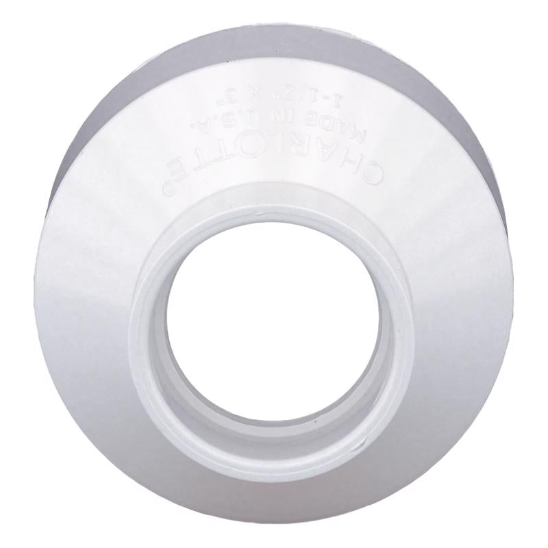 Charlotte Pipe Schedule 40 1-1/2 in. Hub X 3 in. D Hub PVC Reducing Coupling 1 pk