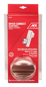 Ace 6 in. L X 4 in. D Black/Silver Aluminum Adjustable Dryer Connector