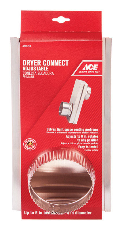 Ace 6 in. L X 4 in. D Black/Silver Aluminum Adjustable Dryer Connector