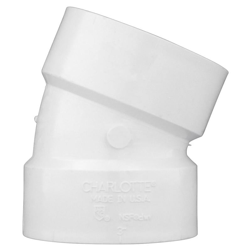 Charlotte Pipe Schedule 40 3 in. Hub X 3 in. D PVC Elbow 1 pk