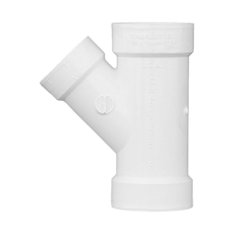 Charlotte Pipe Schedule 40 1-1/2 in. Hub X 2 in. D Hub PVC Reducing Wye 1 pk