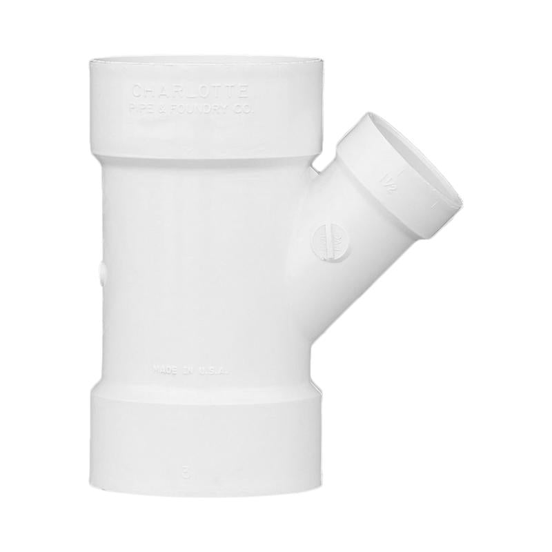 Charlotte Pipe Schedule 40 3 in. Hub X 3 in. D Hub PVC Reducing Wye 1 pk