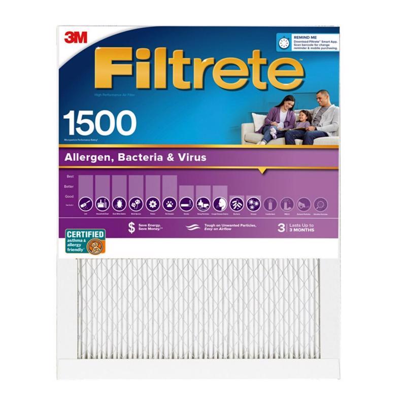 Filtrete 20 in. W X 24 in. H X 1 in. D 1500 MPR Pleated Air Filter 1 pk, Pack of 4
