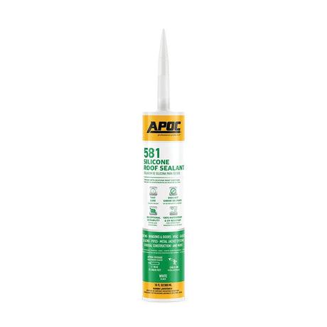 APOC Armor Flash AP-581 Series AP-5819 Silicone Roof Sealant, White, Free-Flowing Paste, 10 oz, Tube, Pack of 12