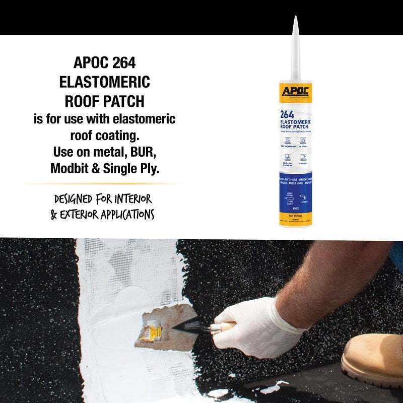 APOC AP-264 Series AP-2649 Elastomeric Roof Patch, White, Liquid, 10.1 oz, Tube, Pack of 12