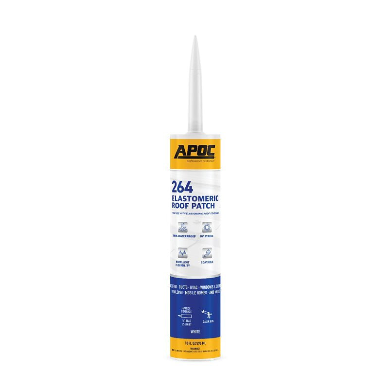 APOC AP-264 Series AP-2649 Elastomeric Roof Patch, White, Liquid, 10.1 oz, Tube, Pack of 12