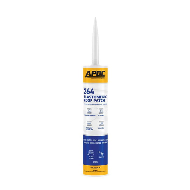 APOC AP-264 Series AP-2649 Elastomeric Roof Patch, White, Liquid, 10.1 oz, Tube, Pack of 12