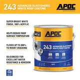 APOC AP-243 Series AP-2431 Advanced Elastomeric Roof Coating, White, 1 gal, Pail, Liquid, Pack of 4
