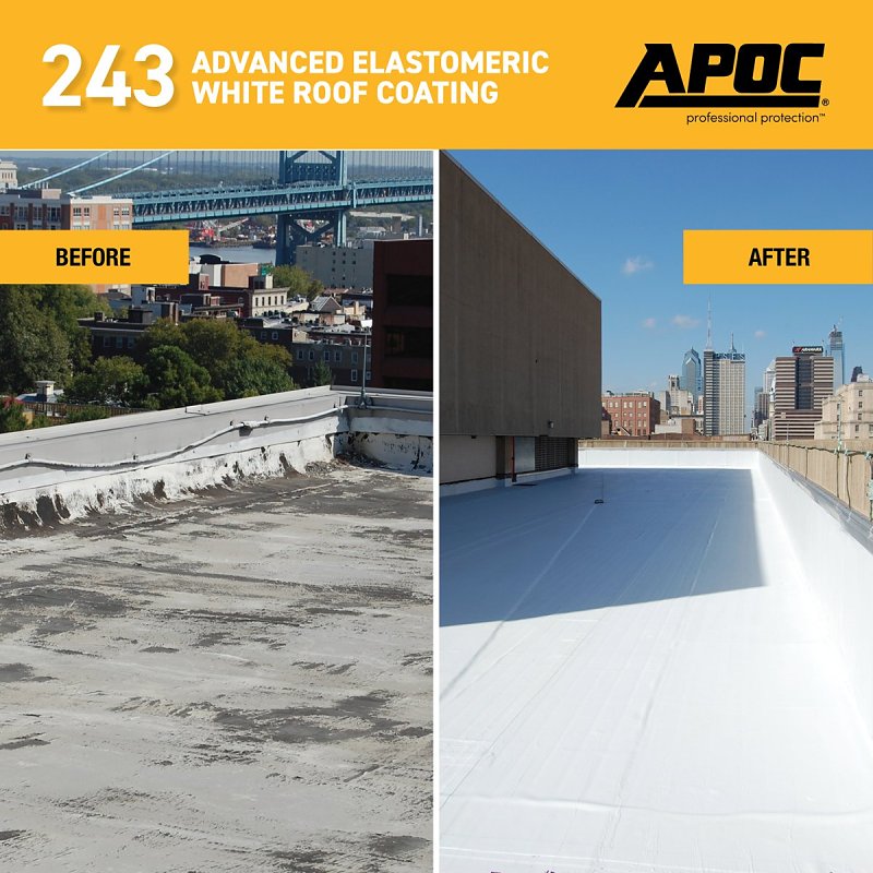 APOC AP-243 Series AP-2431 Advanced Elastomeric Roof Coating, White, 1 gal, Pail, Liquid, Pack of 4