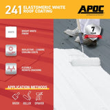 APOC AP-241 Series AP-2411 Elastomeric Roof Coating, White, 1 gal, Pail, Liquid, Pack of 4