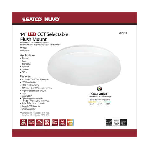 Satco Nuvo 15.75 in. H X 3.74 in. W X 15.75 in. L White LED Ceiling Light Fixture