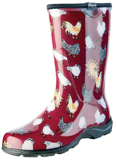 Sloggers 5016CBR-08 Rain and Garden Boots, 8 in, Chicken, Barn Red