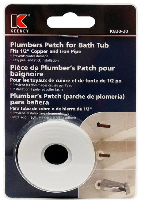 Plumb Pak K820-20 Stub-Out Moisture Guard, Plumbers Patch, Cell Foam, White, For: Tub Spouts and Showerheads