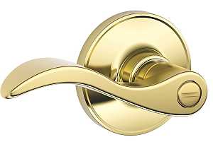 Schlage J Series J40 V SEV 605 Privacy Lever, Mechanical Lock, Bright Brass, Metal, Residential, 3 Grade, 1/CD