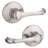 Kwikset 200DNL 15RCLRCSBX Passage Lever, Non-Locking Lock, Satin Nickel, Zinc, Residential, Reversible Hand, 3 Grade