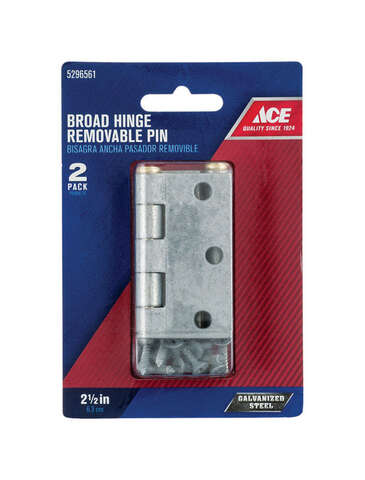 Ace 2-1/2 in. L Galvanized Broad Hinge 2 pk