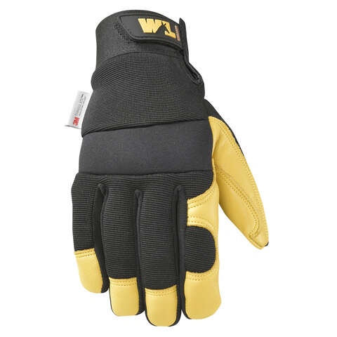 Wells Lamont Men's Saddletan Grain Winter Work Gloves Black/Yellow XL 1 pair