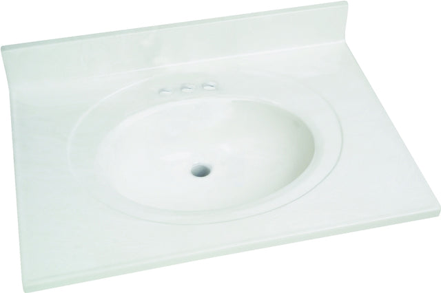 Foremost WW-2231 Vanity Top, 31 in OAL, 22 in OAW, Marble, White, 1-Bowl, Countertop Edge