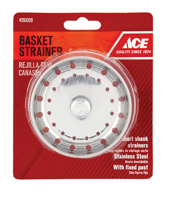 Ace 3 in. D Chrome Silver Stainless Steel Strainer Basket