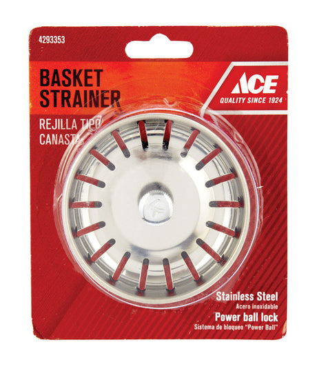 Ace 3 in. D Chrome Silver Stainless Steel Strainer Basket