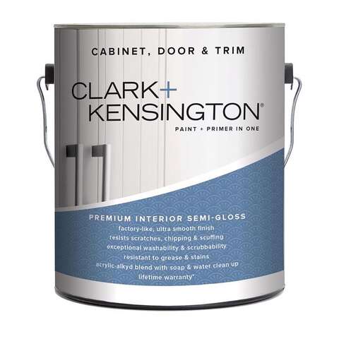 Clark+Kensington Semi-Gloss Tint Base Ultra White Base Cabinet/Door/Trim Paint Interior 1 gal, Pack of 4