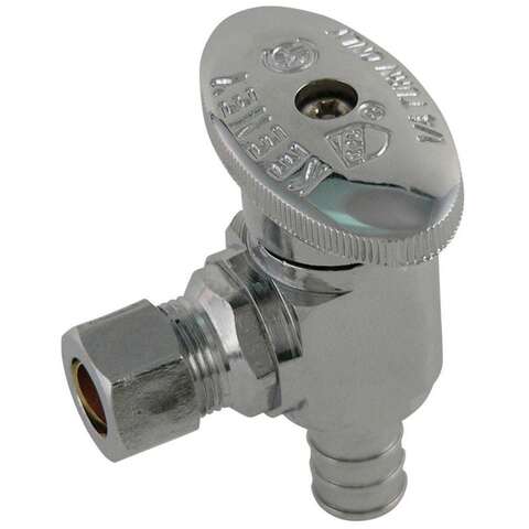 Ace 1/2 in. PEX Barb in. X 3/8 in. Brass Angle Stop Valve