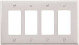 Eaton Wiring Devices PJ264W Wallplate, 4.87 in L, 8.56 in W, 4 -Gang, Polycarbonate, White, High-Gloss