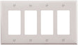 Eaton Wiring Devices PJ264W Wallplate, 4.87 in L, 8.56 in W, 4 -Gang, Polycarbonate, White, High-Gloss