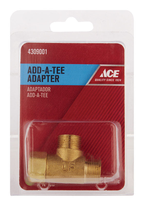 Ace Add A Tee 3/8 in. Female Compression Swivel X 3/8 in. D Male Compression Brass Adapter
