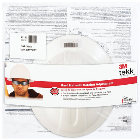 3M 7100119484 Hard Hat, One-Size, Ratchet Suspension, White, Class: C, G and E