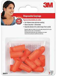 3M 92077-80025T Ear Plugs, 32 dB NRR, Foam Ear Plug, Orange Ear Plug