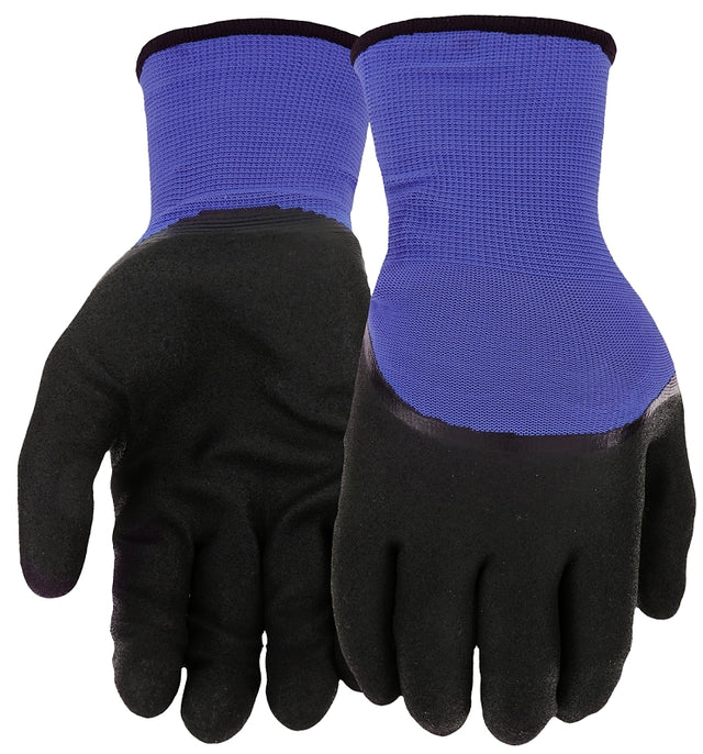 West Chester 93056/M Gloves, Men's, M, Elastic Knit Wrist Cuff, Nitrile Coating, Polyester Glove, Black/Blue