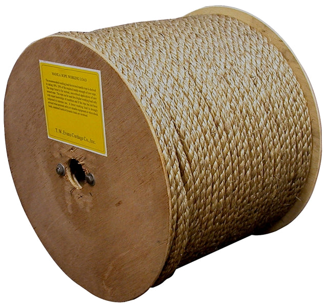 T.W. Evans Cordage 25-001A Rope, Twisted Rope Construction, 1/4 in Dia, 1200 ft L, Manila