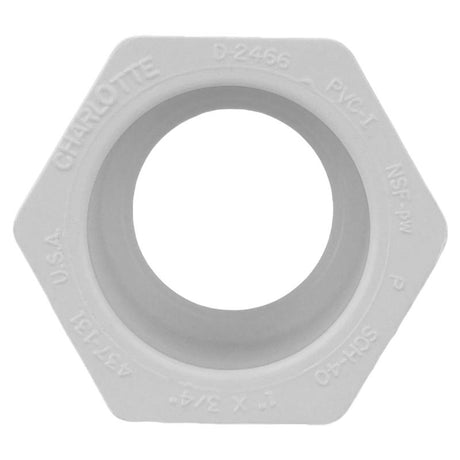 Charlotte Pipe Schedule 40 1 in. Slip X 3/4 in. D Slip PVC Reducing Bushing 1 pk, Pack of 25
