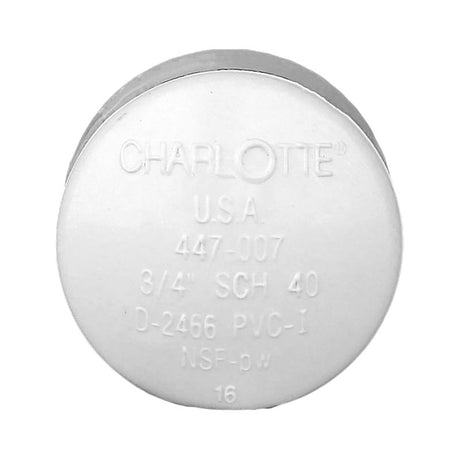 Charlotte Pipe Schedule 40 3/4 in. Socket X 3/4 in. D Socket PVC Cap 1 pk, Pack of 25
