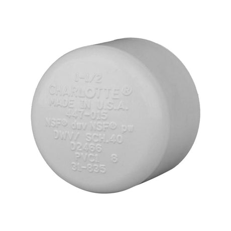 Charlotte Pipe Schedule 40 1-1/2 in. Slip PVC Cap 1 pk, Pack of 25