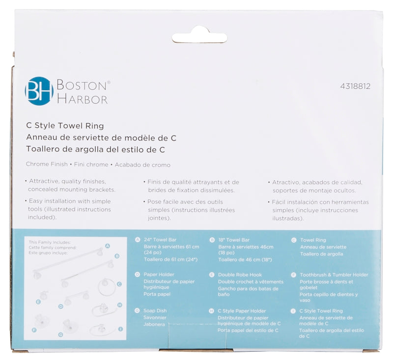 Boston Harbor 5060C-26-10-SOU Towel Ring, Wall Mounting