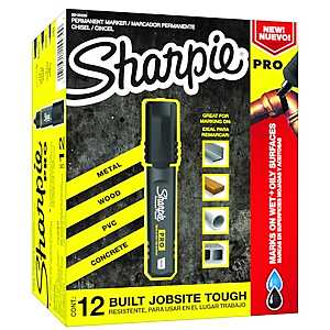 Sharpie Pro Series 2018326 Permanent Marker, Black, Pack of 12