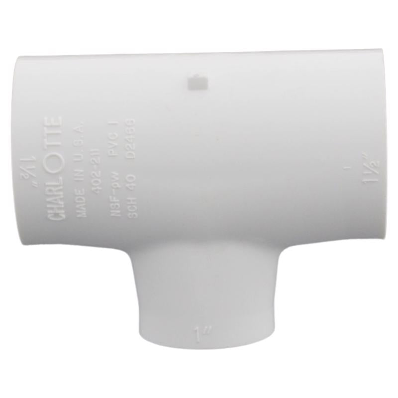 Charlotte Pipe Schedule 40 1-1/2 in. Slip X 1-1/2 in. D Slip PVC Reducing Tee 1 pk
