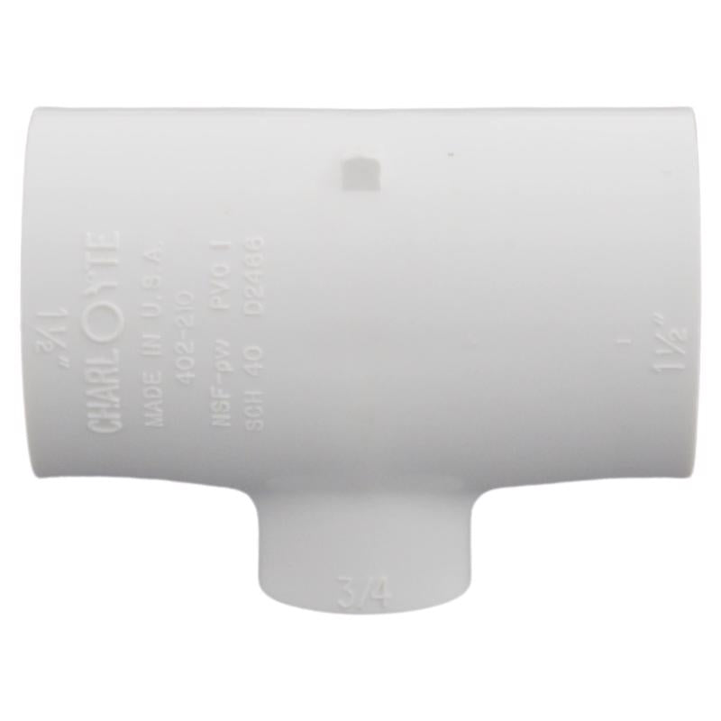 Charlotte Pipe 1-1/2 in. Slip X 1-1/2 in. D Slip PVC Reducing Tee 1 pk