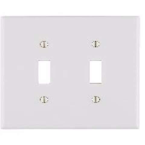 Leviton Antimicrobial Powder Coated White 2 gang Thermoset Plastic Toggle Wall Plate 1 pk