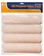 RollerLite All-Purpose 9AP038-4PK Roller Cover, 3/8 in Thick Nap, 9 in L, Polyester Cover, Orange