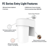 Halo FE Series FE08A40FDW Wall Sconce, 120 V, 7.9 W, LED Lamp, 977 Lumens, 4000 K Color Temp, Polycarbonate Fixture