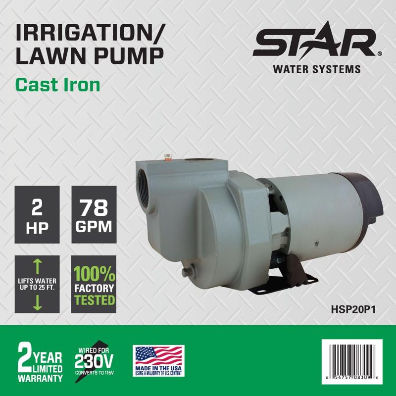Star Water Systems 2 HP 4400 gph Cast Iron Sprinkler Pump