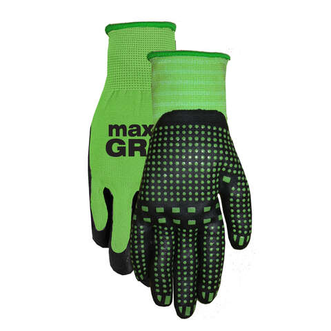 Midwest Quality Gloves Max Grip S Nitrile/Spandex Black/Green Grip Gloves, Pack of 6