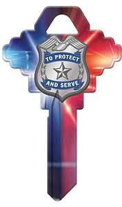 Hy-Ko 15005SC1-POL Key Blank, Police Badge, Brass, For: Schlage SC1 Keyways, SC1 Key Number, Pack of 5