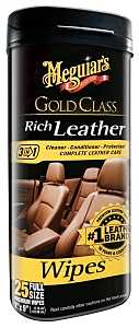 Meguiar's G10900 Leather Wipes, Sweet Herbal, Effective to Remove: Dirt, Grime, 25-Wipes