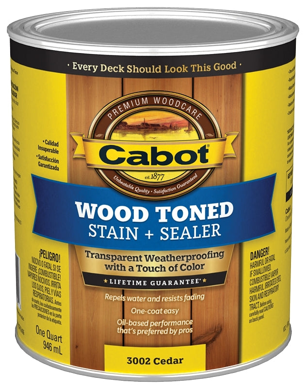 Cabot 140.0003002.005 Deck and Siding Stain, Wood Toned, Cedar, Liquid, 1 qt
