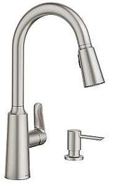 Moen Edwyn Series 87028SRS Pull-Down Kitchen Faucet, 1.5 gpm, 1-Handle, 1, 4-Faucet Hole, Stainless Steel