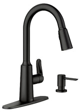 Moen Edwyn 87028 Series 87028BL Pull-Down Kitchen Faucet, 1.5 gpm, 1-Handle, 1, 4-Faucet Hole, Metal, Matte